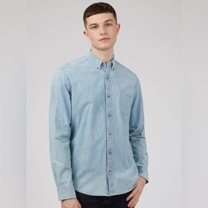 NWT Ben Sherman long-sleeve chambray button-down shirt S